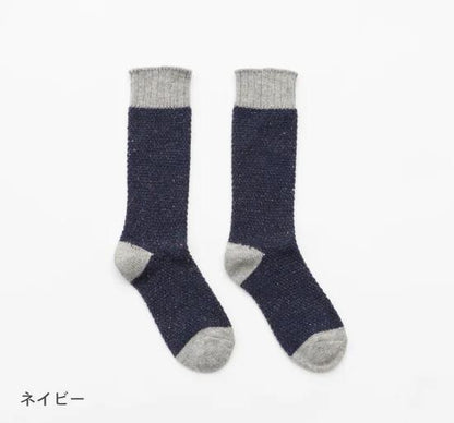 French Bull(フレンチブル)  No.01-0212 ノルディックソックス(4色)【カシミア ウール 配色 バイカラー ネップ糸 無地 暖かい 冷え取り 日本製】