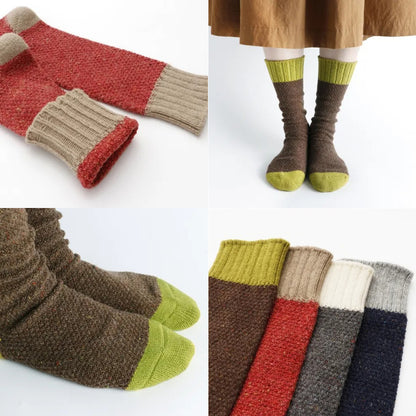 French Bull(フレンチブル) No.01-0212 ノルディックソックス(4色)【レディース 靴下 カシミア ウール 配色 バイカラー ネップ糸 無地 暖かい 冷え取り 日本製】