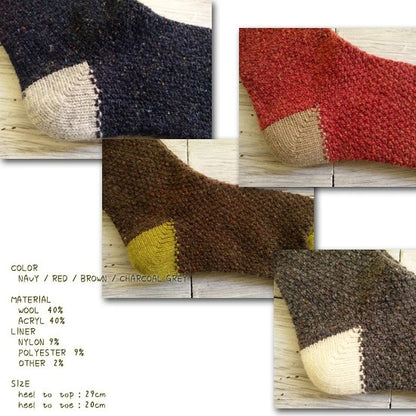 French Bull(フレンチブル) No.01-0212 ノルディックソックス(4色)【レディース 靴下 カシミア ウール 配色 バイカラー ネップ糸 無地 暖かい 冷え取り 日本製】