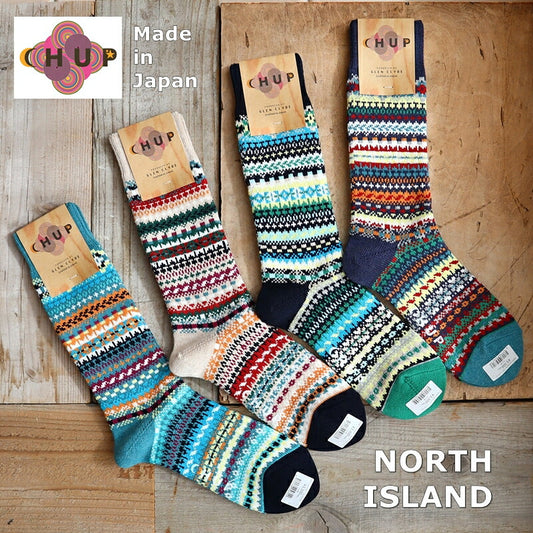 CHUP(チュプ)"NORTH ISLAND(ノースアイランド)"ソックス(4色)【2024年春夏☆数量限定生産】【日本製】【再入荷無し 丈夫 フェアアイル柄・ノルディック柄 2サイズ 海外人気】