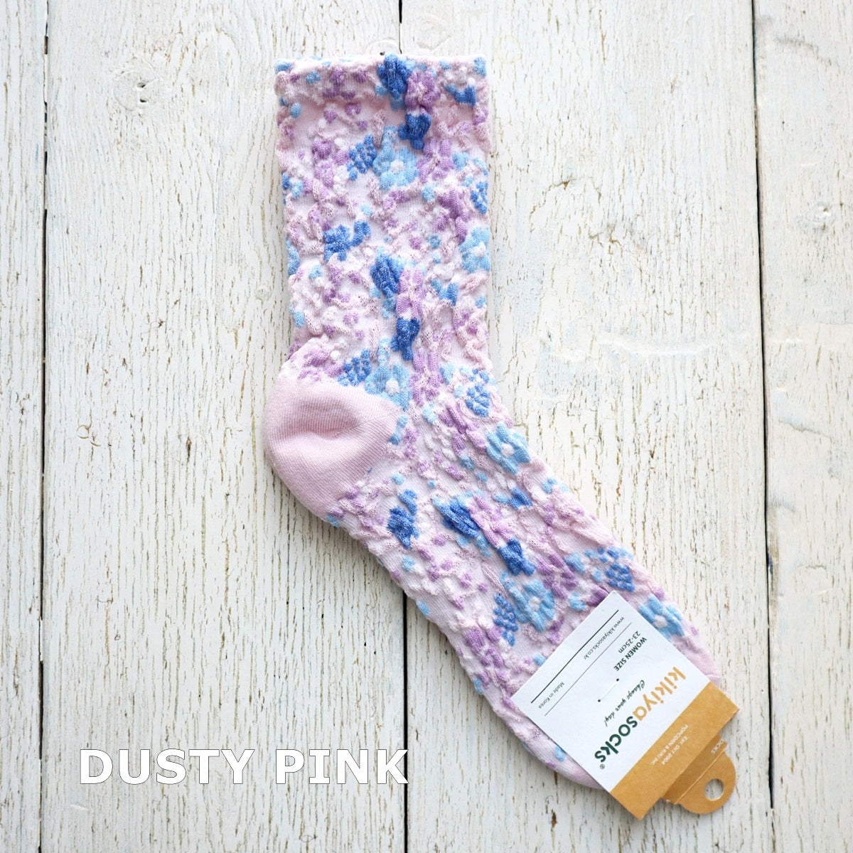 PASTEL FLOWER SOCKS パステルフラワーコットンソックス(4色) 【2025年春夏 数量限定 綿 パステルカラー 程良い厚み 凸凹 立体的 フロッキー ワッフル ジャガード編み 韓国】