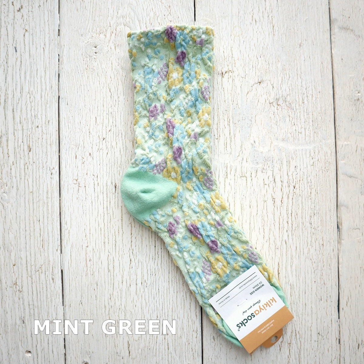 PASTEL FLOWER SOCKS パステルフラワーコットンソックス(4色) 【2025年春夏 数量限定 綿 パステルカラー 程良い厚み 凸凹 立体的 フロッキー ワッフル ジャガード編み 韓国】
