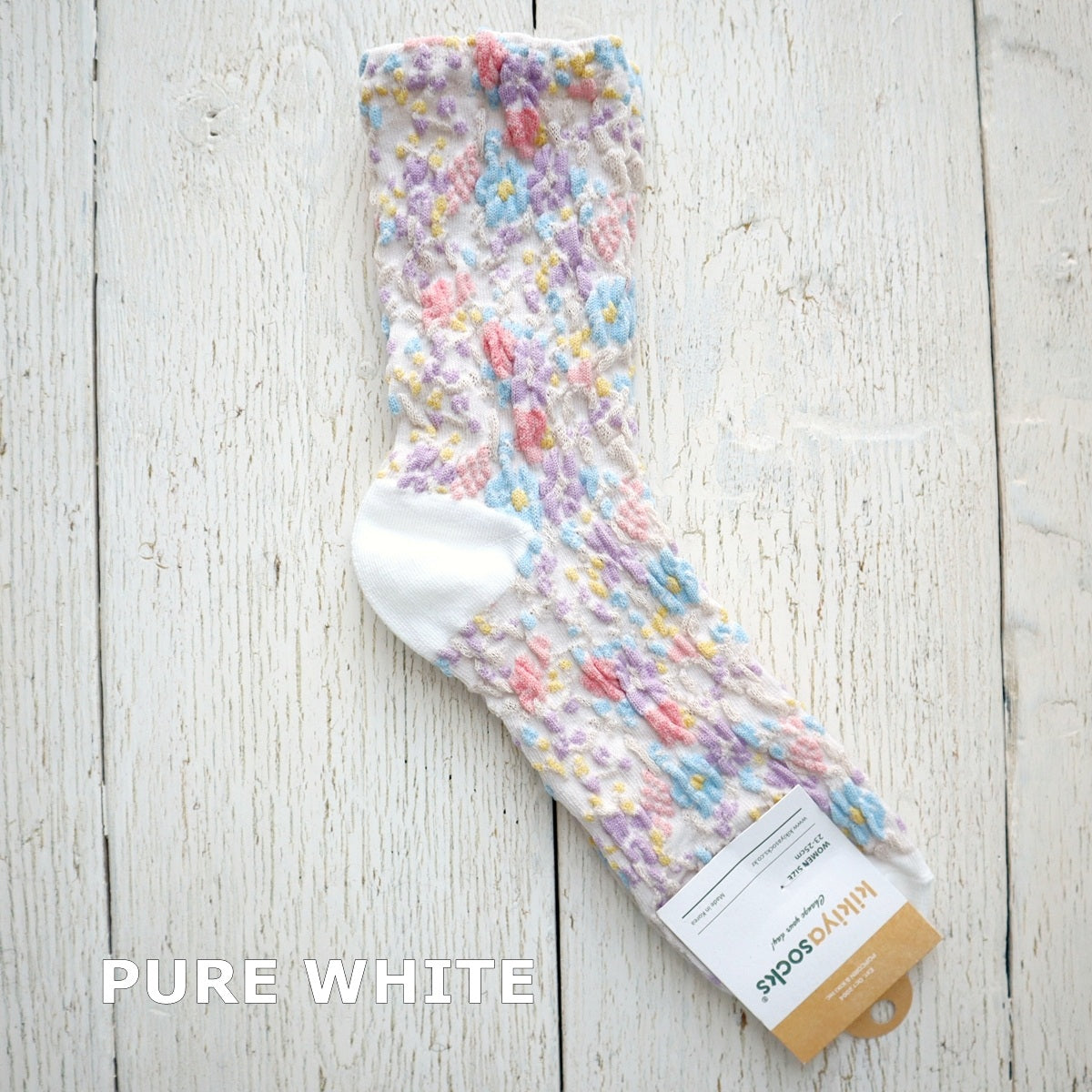 PASTEL FLOWER SOCKS パステルフラワーコットンソックス(4色) 【2025年春夏 数量限定 綿 パステルカラー 程良い厚み 凸凹 立体的 フロッキー ワッフル ジャガード編み 韓国】