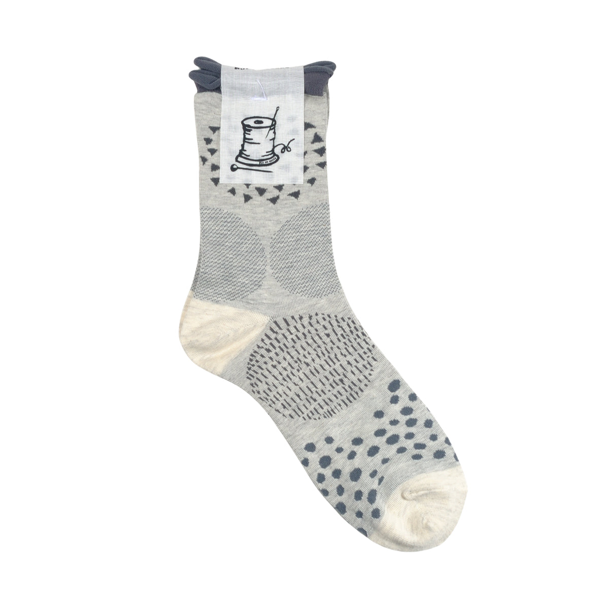 Put on socks(プットオンソックス)"pave"パヴェ コットンソックス(6 COLOR) オールシーズン快適 天然素材 ドット柄 幾何学模様 石畳のモチーフ 手書き風 綿 すっきり 締め付けにくい 日本製 MADE IN JAPAN
