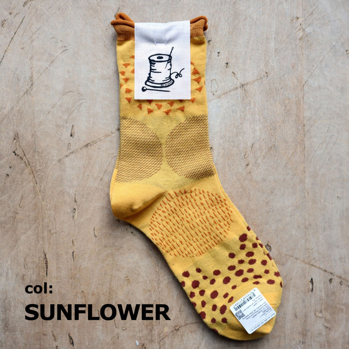 Put on socks(プットオンソックス)"pave"パヴェ コットンソックス(6 COLOR) オールシーズン快適 天然素材 ドット柄 幾何学模様 石畳のモチーフ 手書き風 綿 すっきり 締め付けにくい 日本製 MADE IN JAPAN