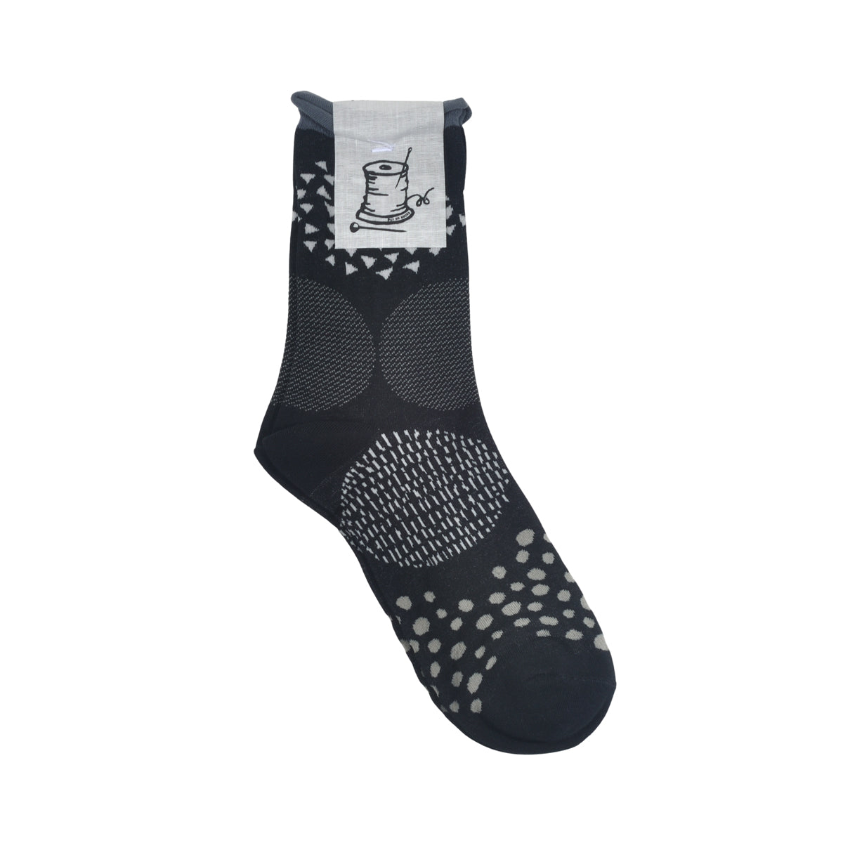 Put on socks(プットオンソックス)"pave"パヴェ コットンソックス(6 COLOR) オールシーズン快適 天然素材 ドット柄 幾何学模様 石畳のモチーフ 手書き風 綿 すっきり 締め付けにくい 日本製 MADE IN JAPAN