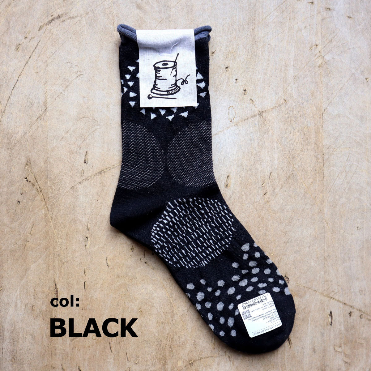 Put on socks(プットオンソックス)"pave"パヴェ コットンソックス(6 COLOR) オールシーズン快適 天然素材 ドット柄 幾何学模様 石畳のモチーフ 手書き風 綿 すっきり 締め付けにくい 日本製 MADE IN JAPAN