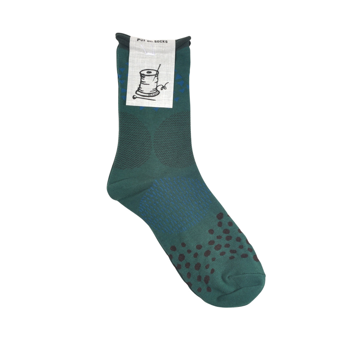 Put on socks(プットオンソックス)"pave"パヴェ コットンソックス(6 COLOR) オールシーズン快適 天然素材 ドット柄 幾何学模様 石畳のモチーフ 手書き風 綿 すっきり 締め付けにくい 日本製 MADE IN JAPAN