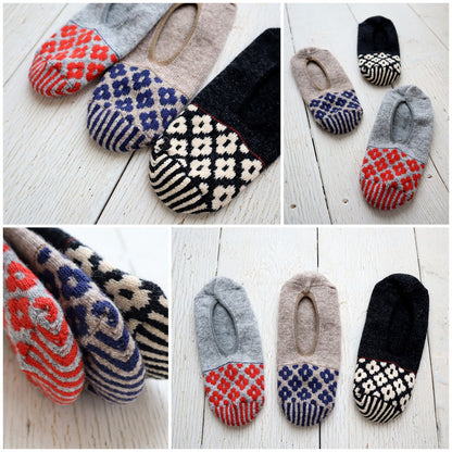 French Bull(フレンチブル)No.11-25267 ペトルカバー(3色)【レディース 靴下 日本製 2025-26年秋冬 ストライプ 脱げにくい 花柄 カシミヤ混 ルームカバーソックス 贈り物】