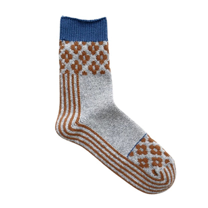 French Bull フレンチブル No.11-24273 ペトルソックス(3色)【2025-26秋冬 ストライプとお花柄 北欧テイスト メリノウール 厚手 冬の贈り物にも 防縮ウール使用 日本製】