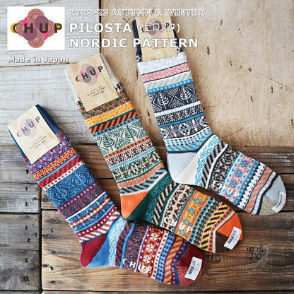 CHUP(チュプ)"PILOSTA(ピロスタ)"ノルディック柄ソックス(3色)【数量限定生産】【日本製 MADEIN JAPAN】【再入荷無し コーマ綿 フェアアイル柄 メンズ レディース 海外人気】