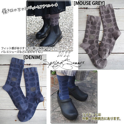 WEiCA×French Bull-コラボ【オリジナルカラー☆数量限定！】ポルカドットソックス(2色)【コラボ 別注 綿コットン ドット 冷えとり ラメ使い】【日本製】