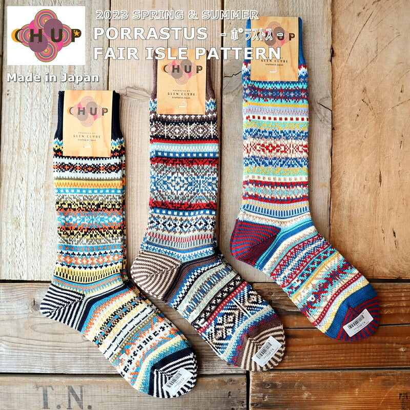CHUP(チュプ)"PORRASTUS(ポラストス)"フェアアイル柄ソックス(3色)【数量限定生産】【日本製 MADEIN JAPAN】【再入荷無し drynova(ドライノヴァ)ノルディック柄 2サイズ 海外人気】