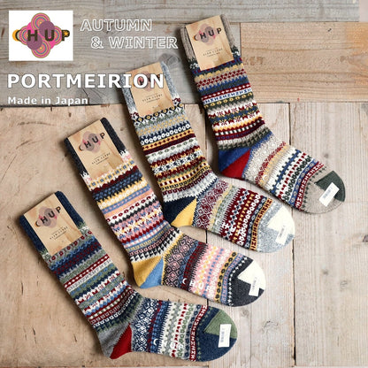 CHUP(チュプ) "PORTMEIRION(ポートメイリオン)" ソックス(4色×2サイズ) 【2025-26年秋冬☆数量限定生産 日本製 再入荷無し 丈夫 適度な厚み フェアアイル柄 ノルディック柄 ナバホ柄】