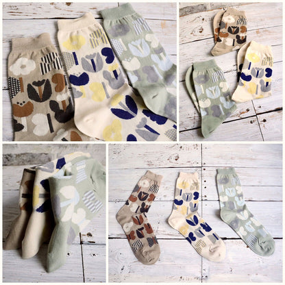 French Bull フレンチブル No.11-26122 プランタンソックス(3色) 2026年春夏新作 宴 レディース 靴下 お花や蝶のモチーフ スーピマ綿糸 日本製【追跡メール便送料無料】