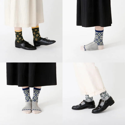 French Bull フレンチブル No.11-26121 リエルソックス(3色) 2026年春夏新作 宴 レディース 靴下 蔦と花柄 レトロ ジャガード編み 綿シルケット糸 日本製【追跡メール便送料無料】