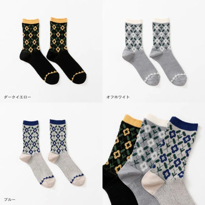 French Bull フレンチブル No.11-26121 リエルソックス(3色) 2026年春夏新作 宴 レディース 靴下 蔦と花柄 レトロ ジャガード編み 綿シルケット糸 日本製【追跡メール便送料無料】