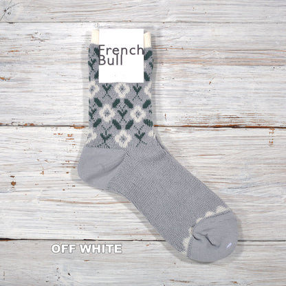 French Bull フレンチブル No.11-26121 リエルソックス(3色) 2026年春夏新作 宴 レディース 靴下 蔦と花柄 レトロ ジャガード編み 綿シルケット糸 日本製【追跡メール便送料無料】