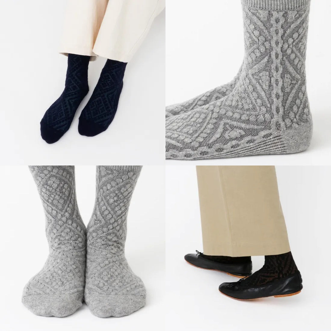 French Bull フレンチブル No.11-24267 サロンソックス(3色)【2025-26秋冬 サロンの素敵な装飾をイメージ ジャガード ウール 厚手 冬の贈り物にも 防縮ウール使用 日本製】