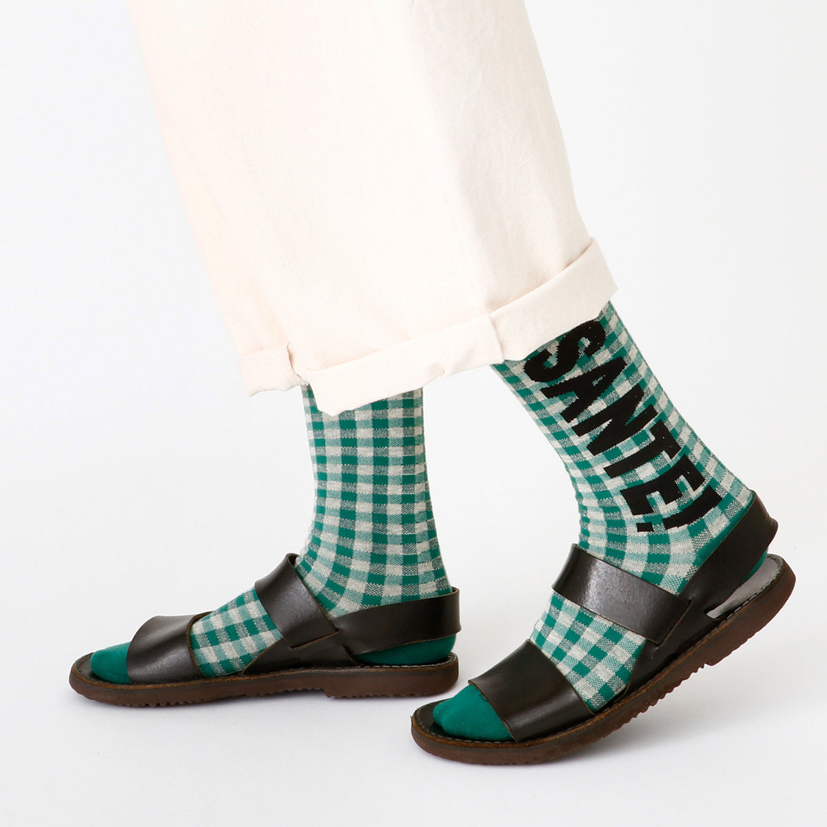 French Bull フレンチブル No.11-26101 サンテソックス(3色) 2026年春夏新作 宴 レディース 靴下 ギンガムチェック コットンリネン 綿麻 日本製【追跡メール便送料無料】