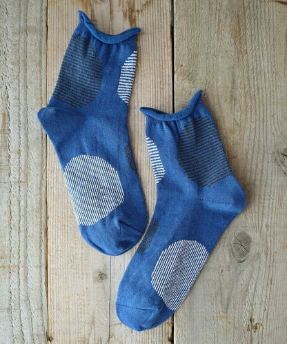 Put on socks(プットオンソックス)"Savon"サボン コットンリネン BIGドット ショートソックス 2nd(9 COLOR)【2025年春夏☆数量限定生産！】【綿麻 BIGドット】【日本製】