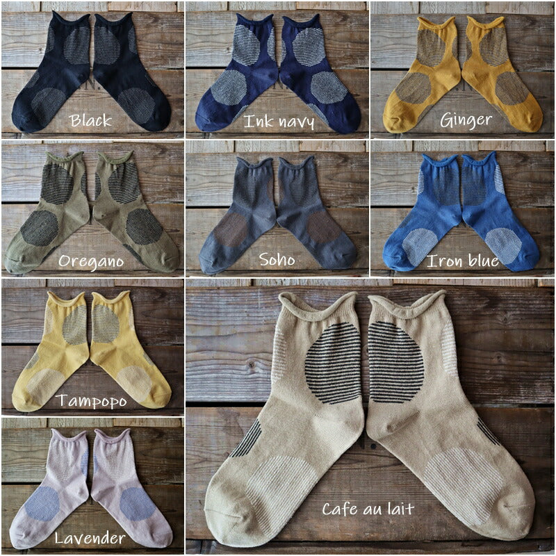 Put on socks(プットオンソックス)"Savon"サボン コットンリネン BIGドット ショートソックス 2nd(9 COLOR)【2025年春夏☆数量限定生産！】【綿麻 BIGドット】【日本製】