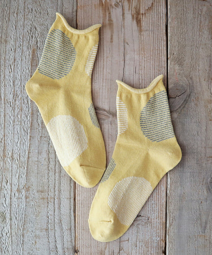 Put on socks(プットオンソックス)"Savon"サボン コットンリネン BIGドット ショートソックス 2nd(9 COLOR)【2025年春夏☆数量限定生産！】【綿麻 BIGドット】【日本製】