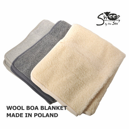 SHEEP BY THE SEA(シープバイザシー) WOOL BOA BLANKET 72x97cm(3色)【少量入荷！ ウールパイル100％ ブランケット ひざ掛け 毛布 防寒 正規品 Made in Poland ポーランド製】【送料無料】