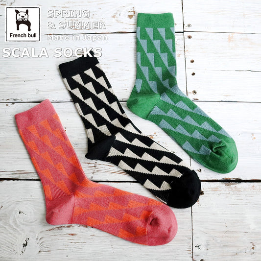 French Bull フレンチブル No.11-26127 スカーラソックス(3色) 2026年春夏新作 宴 レディース 靴下 幾何学柄 ジャガード編み シルケットの綿糸 日本製【追跡メール便送料無料】