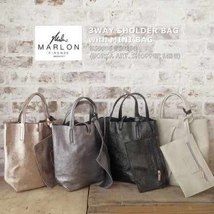 MARLON FIRENZE(マーロンフィレンツェ)【送料無料！】【MADE IN ITALY】BS0006-0190(BORSA ART. SHOPPER MINI)サブバッグ(ポーチ)付き3WAYショルダーレザーバッグ(3色)【牛革レザー/斜め掛け/ポシェット/ボディバッグ】