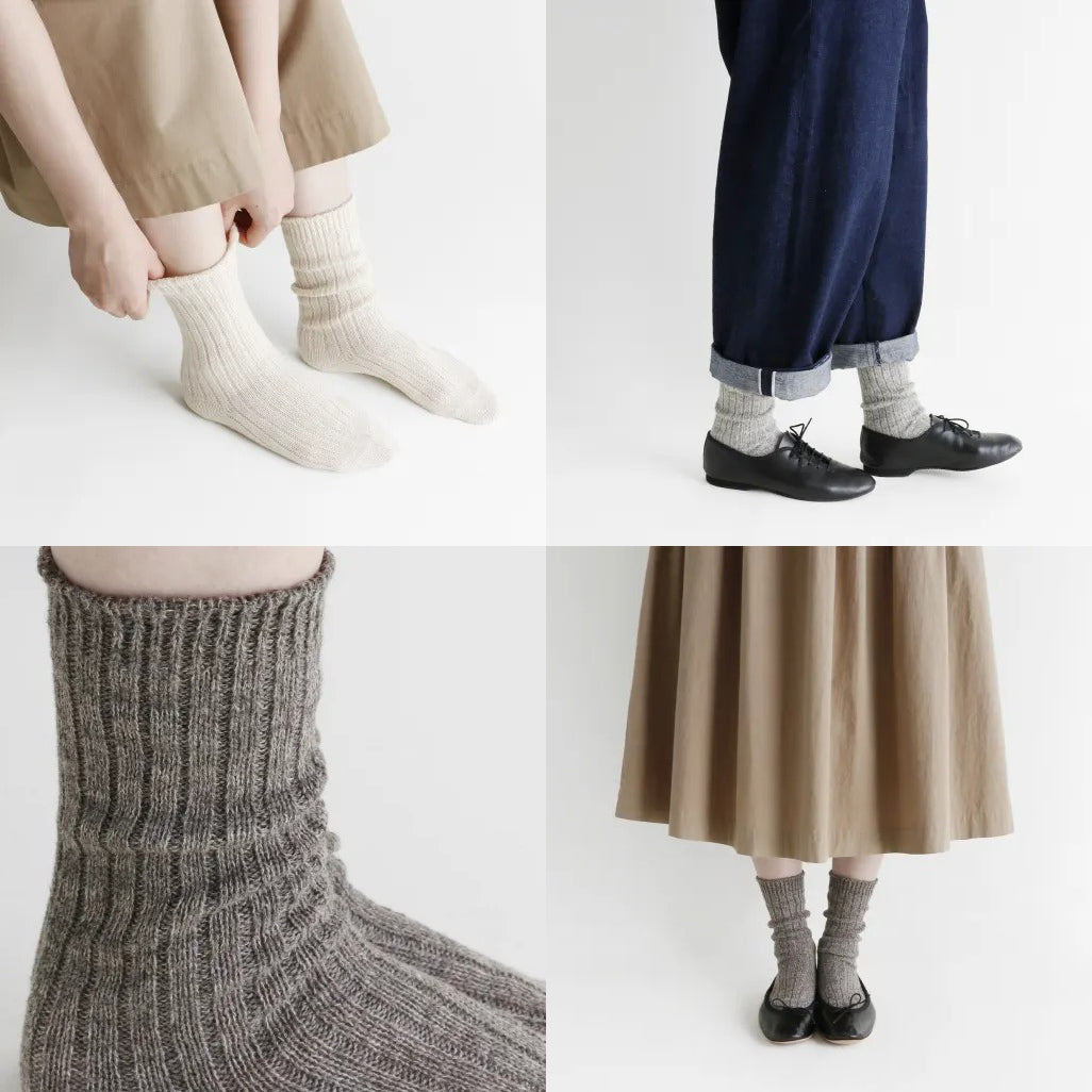 French Bull(フレンチブル)No.10-08000 スラックソックス(3色)【冷えとりシリーズ レディース 靴下 無地 防縮ウール使用 綿麻 汗取り 重ね履き 暖かい 日本製】