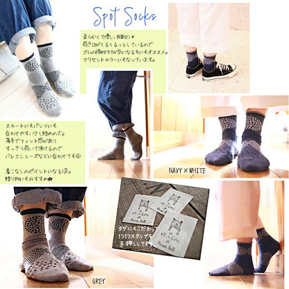 French Bull(フレンチブル)No.11-36181 スポットソックス(3色)【2024年春夏☆数量限定生産】  【透け感のあるドット柄/薄手/締め付けが苦手な方に 手書きタッチ 日本製】