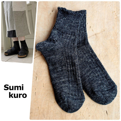 Put on socks(プットオンソックス)"Sun-Kissed" サンキスト リネンリブショートソックス(9 COLOR) オールシーズン快適 天然素材 麻93% メランジカラー ヴィンテージ機 合わせやすい 締め付けにくい 日本製 MADE IN JAPAN