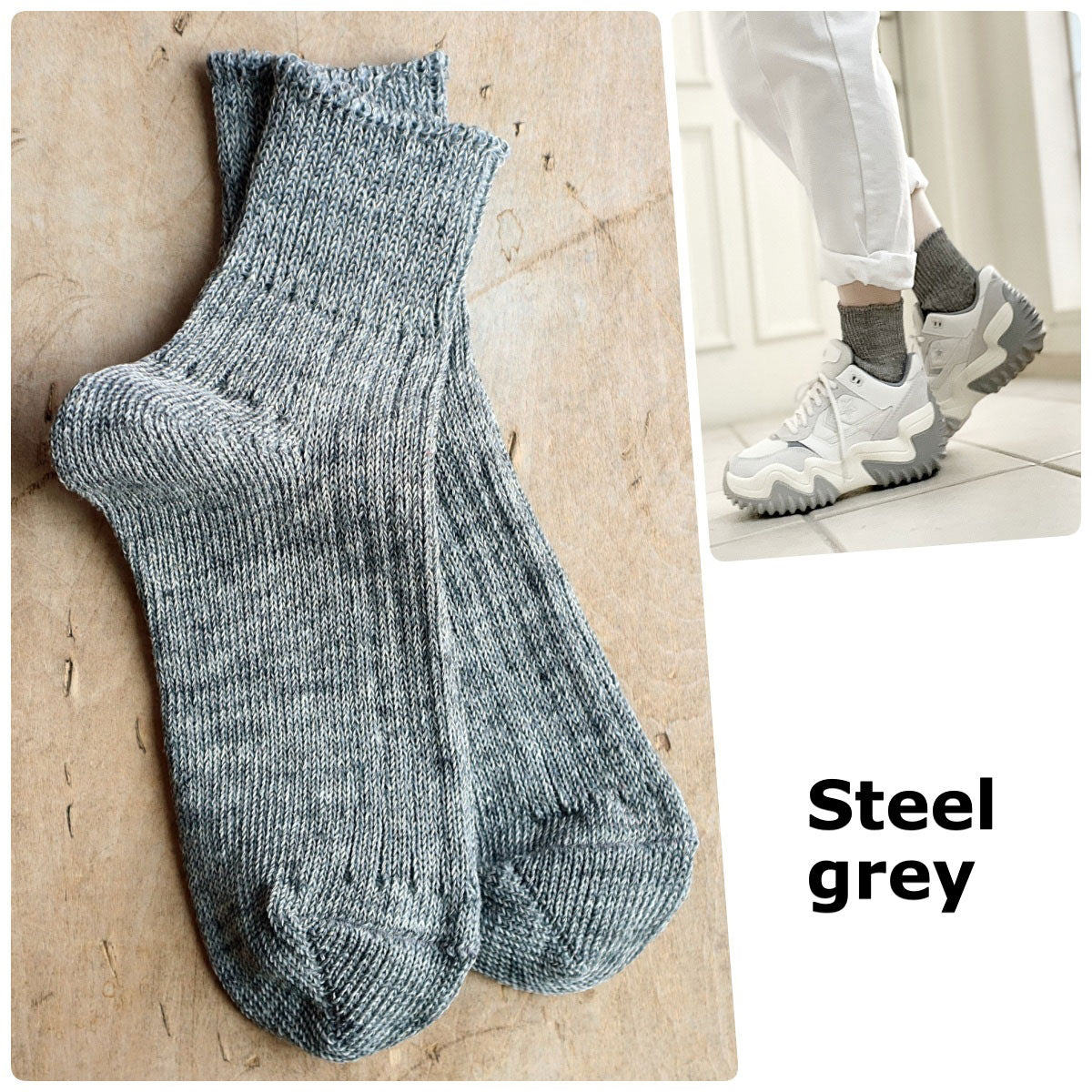 Put on socks(プットオンソックス)"Sun-Kissed" サンキスト リネンリブショートソックス(9 COLOR) オールシーズン快適 天然素材 麻93% メランジカラー ヴィンテージ機 合わせやすい 締め付けにくい 日本製 MADE IN JAPAN