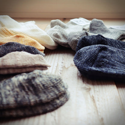 Put on socks(プットオンソックス)"Sun-Kissed" サンキスト リネンリブショートソックス(9 COLOR) オールシーズン快適 天然素材 麻93% メランジカラー ヴィンテージ機 合わせやすい 締め付けにくい 日本製 MADE IN JAPAN