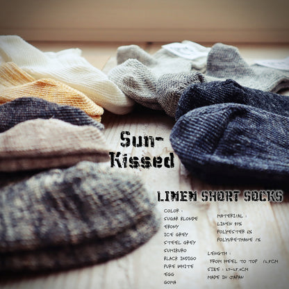 Put on socks(プットオンソックス)"Sun-Kissed" サンキスト リネンリブショートソックス(9 COLOR) オールシーズン快適 天然素材 麻93% メランジカラー ヴィンテージ機 合わせやすい 締め付けにくい 日本製 MADE IN JAPAN