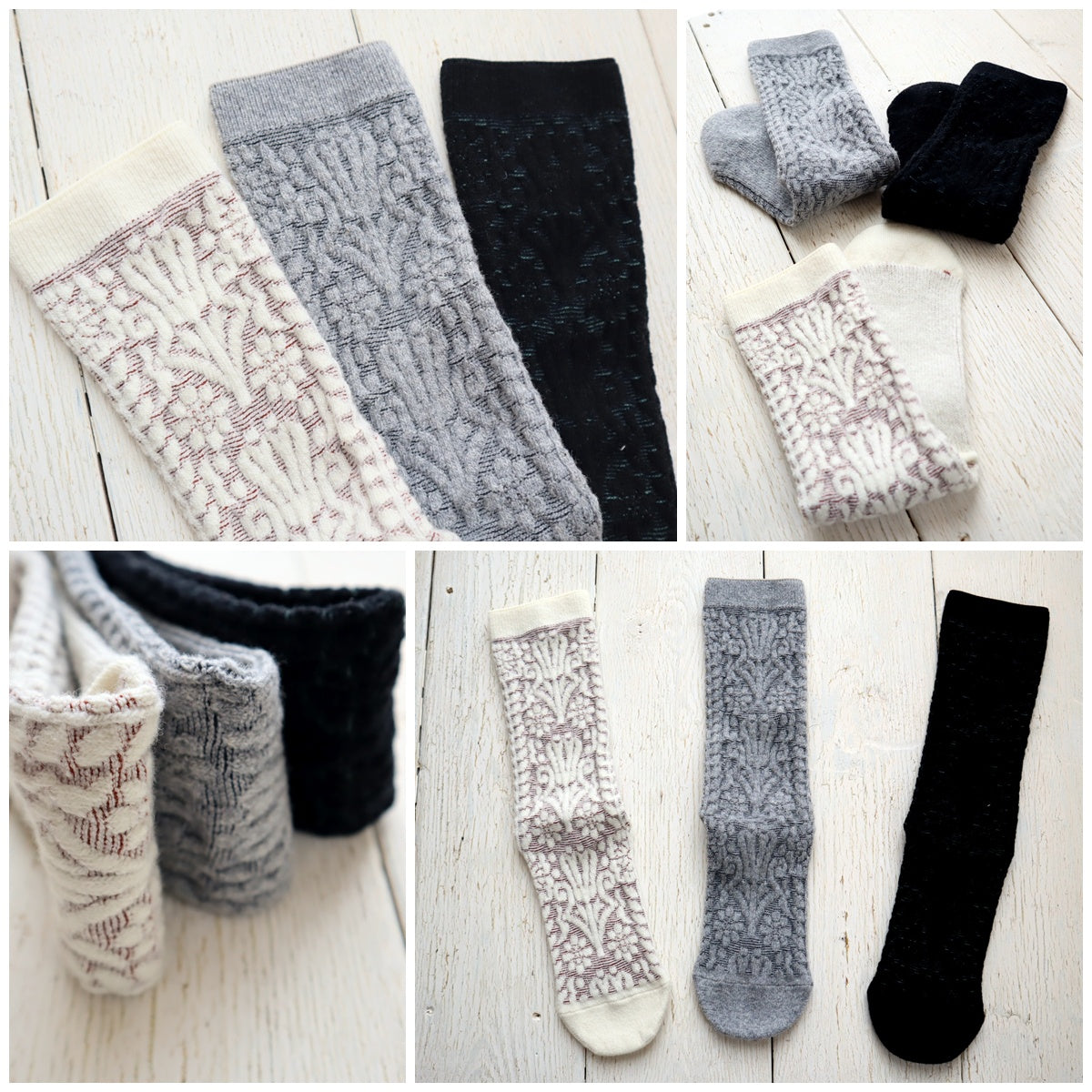 French Bull(フレンチブル)No.11-25264 テラスソックス(3色)【レディース 靴下 日本製 2025-26年秋冬 床のタイルをイメージ メリノウール リサイクルウール ラムウール】