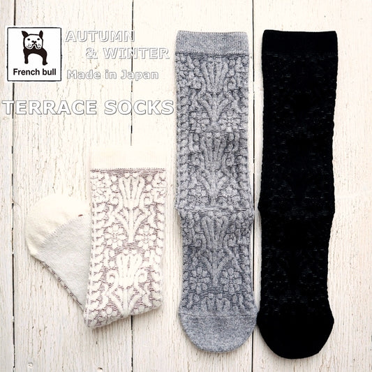 French Bull(フレンチブル)No.11-25264 テラスソックス(3色)【レディース 靴下 日本製 2025-26年秋冬 床のタイルをイメージ メリノウール リサイクルウール ラムウール】