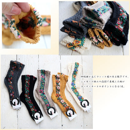 TIROLEAN SOCKS チロリアン柄コットンソックス(5色) 【2025-26年秋冬 数量限定 綿 チロリアンテープ 程良い厚み 凸凹 立体的 フロッキー ワッフル ジャガード編み 韓国】