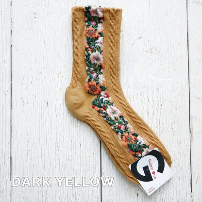 TIROLEAN SOCKS チロリアン柄コットンソックス(5色) 【2025-26年秋冬 数量限定 綿 チロリアンテープ 程良い厚み 凸凹 立体的 フロッキー ワッフル ジャガード編み 韓国】