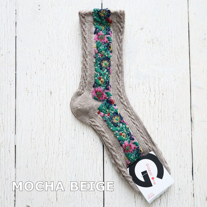 TIROLEAN SOCKS チロリアン柄コットンソックス(5色) 【2025-26年秋冬 数量限定 綿 チロリアンテープ 程良い厚み 凸凹 立体的 フロッキー ワッフル ジャガード編み 韓国】