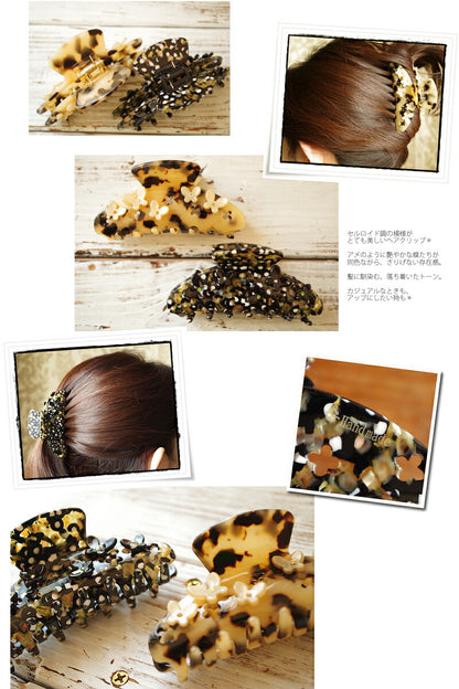 海外買い付け☆べっ甲タイプのヘアクリップ(2色)(ヘアアクセサリー)【バレッタ/フォーマル/アップヘア/ヘアアレンジ】【HAND MADE/手作り】