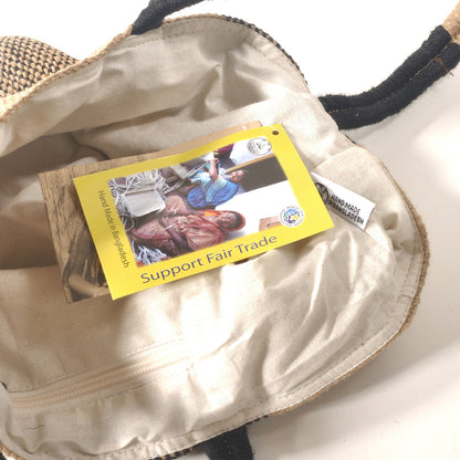 TARANGO(タランゴ) 【FAIR TRADE/MADE IN BANGLADESH】NB-302 JUTE SQUARE TOTE BAG/ジュート スクエアトートバッグ(2色)【フェアトレード/ショルダーバッグ/バケーション/かごバッグ/夏バッグ/エコ】【手作り/HAND MADE】