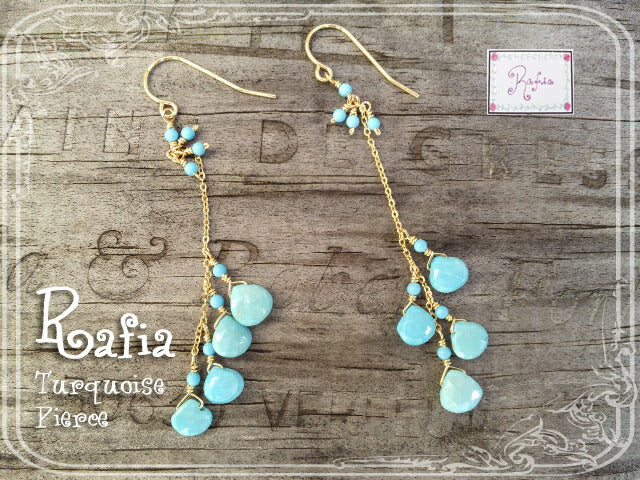 Rafia(ラフィア)Turquoise(ターコイズ)ピアス(アクセサリー/ジュエリー)【天然石】【パワーストーン】【MADE IN USA】