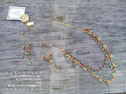 Rafia(ラフィア)【海外直接買い付け】Turquoise&Coral(ターコイズ＆コーラル)ネックレス(アクセサリー/ジュエリー)【トルコ石/珊瑚/誕生石/天然石】【パワーストーン】【数量限定】【MADE IN USA】【送料無料】