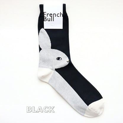 French Bull(フレンチブル)No.11-24275 うさぎソックス(4色)【24-25秋冬 ウサギ柄 横顔 バイカラー配色 薄手 モチーフ 毛羽の少ないスーピマコットン 日本製】