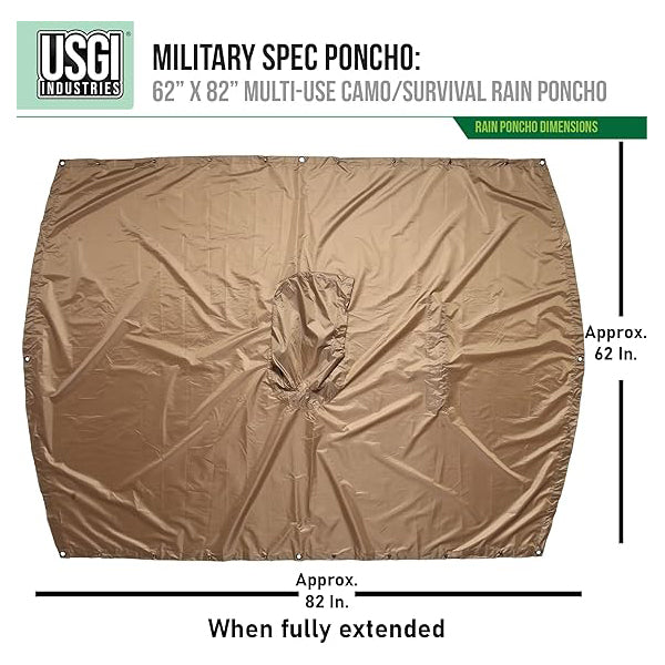 USGI Industries ミリタリースタイル サバイバル レインポンチョ マルチユース リップストップ Military Style Survival Rain Poncho 迷彩 カモフラージュ レインウェア 合羽 防災グッズ
