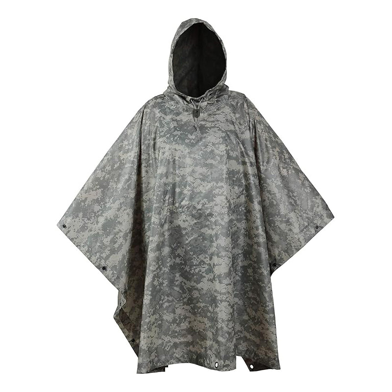 USGI Industries ミリタリースタイル サバイバル レインポンチョ マルチユース リップストップ Military Style Survival Rain Poncho 迷彩 カモフラージュ レインウェア 合羽 防災グッズ