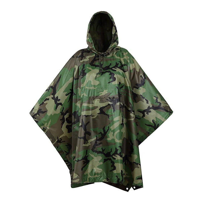 USGI Industries ミリタリースタイル サバイバル レインポンチョ マルチユース リップストップ Military Style Survival Rain Poncho 迷彩 カモフラージュ レインウェア 合羽 防災グッズ