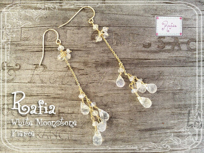 Rafia(ラフィア)White Moonstone(ホワイト ムーンストーン)ピアス(アクセサリー/ジュエリー)【天然石】【パワーストーン】【数量限定】【MADE IN USA】【送料無料】